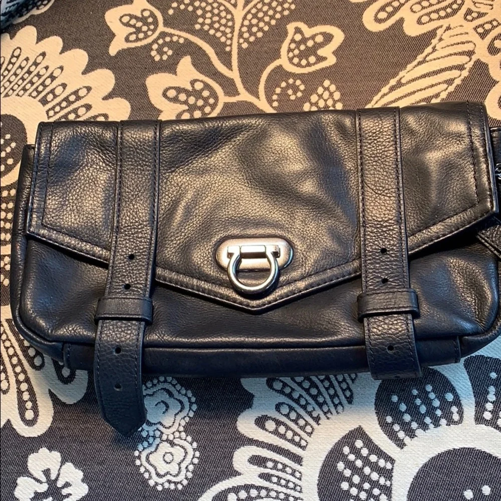 Crown Clutch Black Leather NWOT